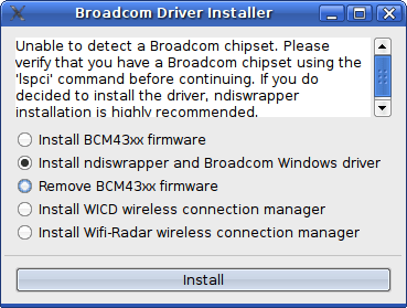 Linux networking - Broadcom installer